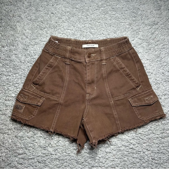 Pacsun Shorts Womens Extra Small High Rise Cargo Cut Off Frayed Festival Y2K 6 - Picture 1 of 5
